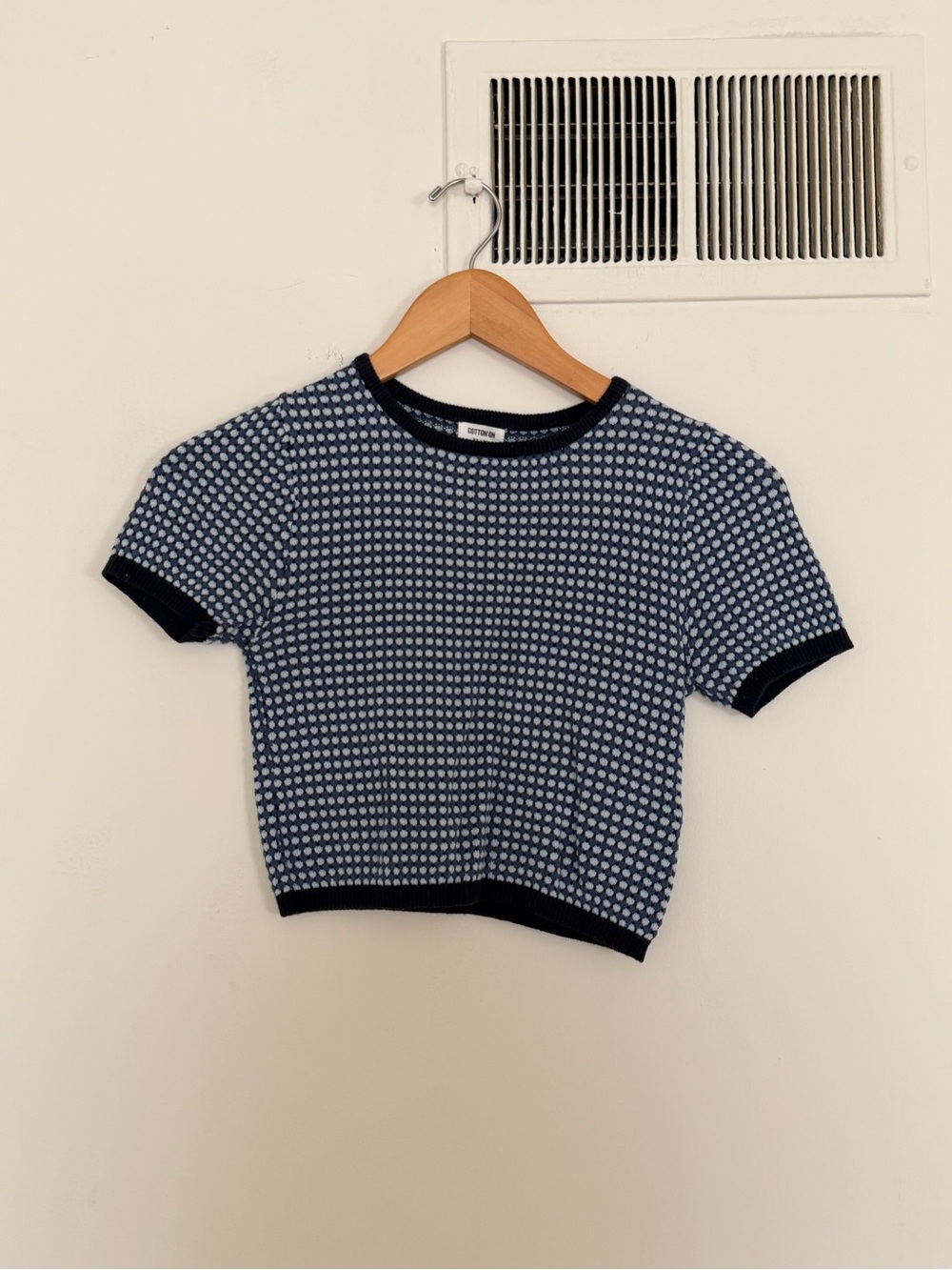 Blue Textured Knit Cropped Top XS